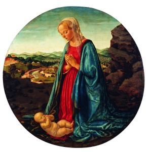 Francesco Botticini, Madonna in adorazione del Bambino, tavola. Courtesy collezione Credito Bergamasco